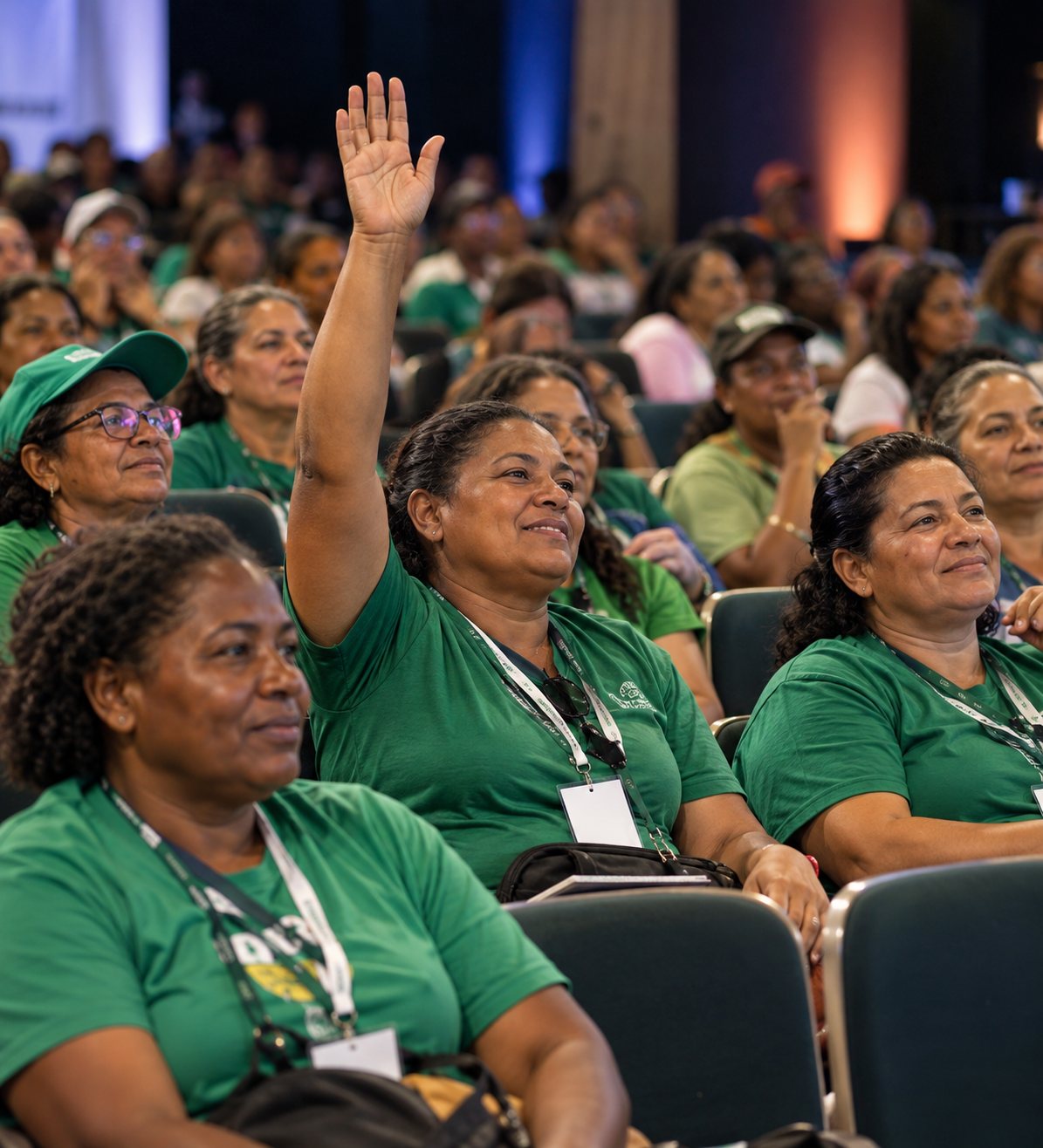 Catadoras acompanham os debates na plenária